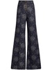 floral-jacquard flared jeans