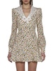 Alessandra Rich Lace Collar Floral Printed Mini Dress