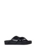 Black Sandals with Criss Cros Bands in Smooth Leather Man