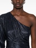 metallic one-shoulder gown