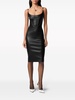 black corset-style leather midi dress