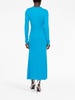 blue ruched midi dress