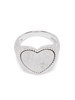 9K White Gold Glittery Heart Signet Ring