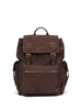 Brown Logo-Print Leather Backpack