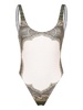 Cartouche-print high-cut swimsuit