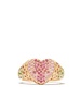 9K Yellow Gold Heart Diamond Mini Signet Ring