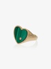 18K yellow gold heart malachite and diamond signet ring