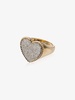 18K gold heart pavé diamond signet ring