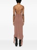 Brown ruffled-strap midi dress