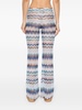 Blue Zigzag Crochet Flared Trousers