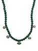 14K yellow gold Marquise Eye malachite and diamond necklace