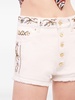 Off White Embroidered Denim Minishorts