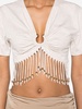 Neutral Beaded Fringe Crop Top