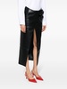 Black Wrap Faux-Leather Midi Skirt