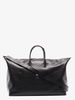 black 4-bar stripe leather holdall bag