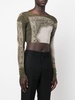 graphic-print stretch cropped top