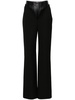 Black Corset-Waist Straight-Leg Trousers