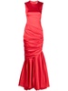 Red gathered satin mermaid gown
