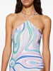 Marmo-print halterneck swimsuit