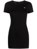 Black logo-embroidered T-shirt dress