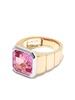 9K yellow gold Chevaliere Princesse corundum signet ring