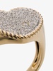 18K gold heart pavé diamond signet ring