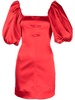 double-satin puff-sleeve minidress