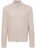 Beige Shrunken Zip-Up Cardigan