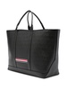 Black RWB Stripe Leather Tote Bag