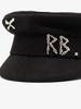 black embellished wool baker boy hat