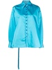 Blue Tie-Back Satin Shirt