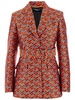 Versace Monogram Jacquard Belted Waist Blazer