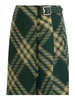 Burberry Check Printed Frayed-Edge Midi Skirt