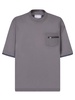 Grey Blue Cotton T-shirt With Pocket