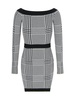 Elisabetta Franchi Boat-Neckline Houndstooth Patterned Mini Dress