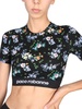 Paco Rabanne Paint-Splatter Print Logo-Band Crop Top