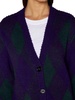 Purple Cardigan with Argyle Motif in Wool Woman