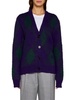 Purple Cardigan with Argyle Motif in Wool Woman