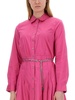 Michael Michael Kors Logo Pendant Belted Mini Shirt Dress