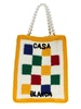 Casablanca Checked Crochet-Knitted Top Handle Bag