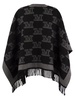 Max Mara Frine Wool Cape With Fringes And Brooch Pin