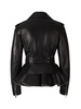 Black Biker Jacket With Peplum Hem And Belt In Smooth Leather Woman