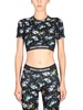 Paco Rabanne Paint-Splatter Print Logo-Band Crop Top