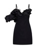 JACQUEMUS Black Ruffled One-Shoulder Dress for Women