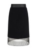 triangle-logo layered wool skirt