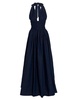 Rochas Halterneck Ruched Denim Maxi Dress