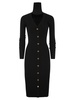 Elisabetta Franchi Ribbed Viscose Midi Dresses With Button Placket