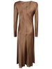 Alberta Ferretti Boat Neck Satin Long Dress