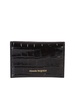 Alexander Mc Queen Skull Embossed Croc Leather Card Holder