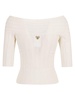 Philosophy Di Lorenzo Serafini Off-Shoulder Logo Plaque Knitted Top